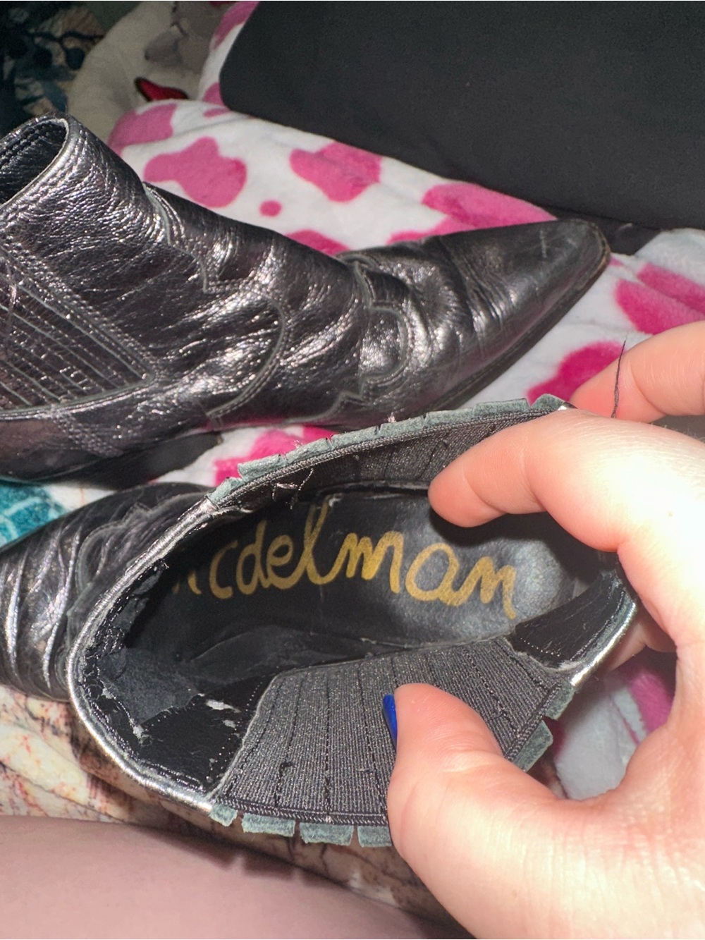 Sam Edelman Metallic Pewter Western Ankle Boots - Picture 4 of 5